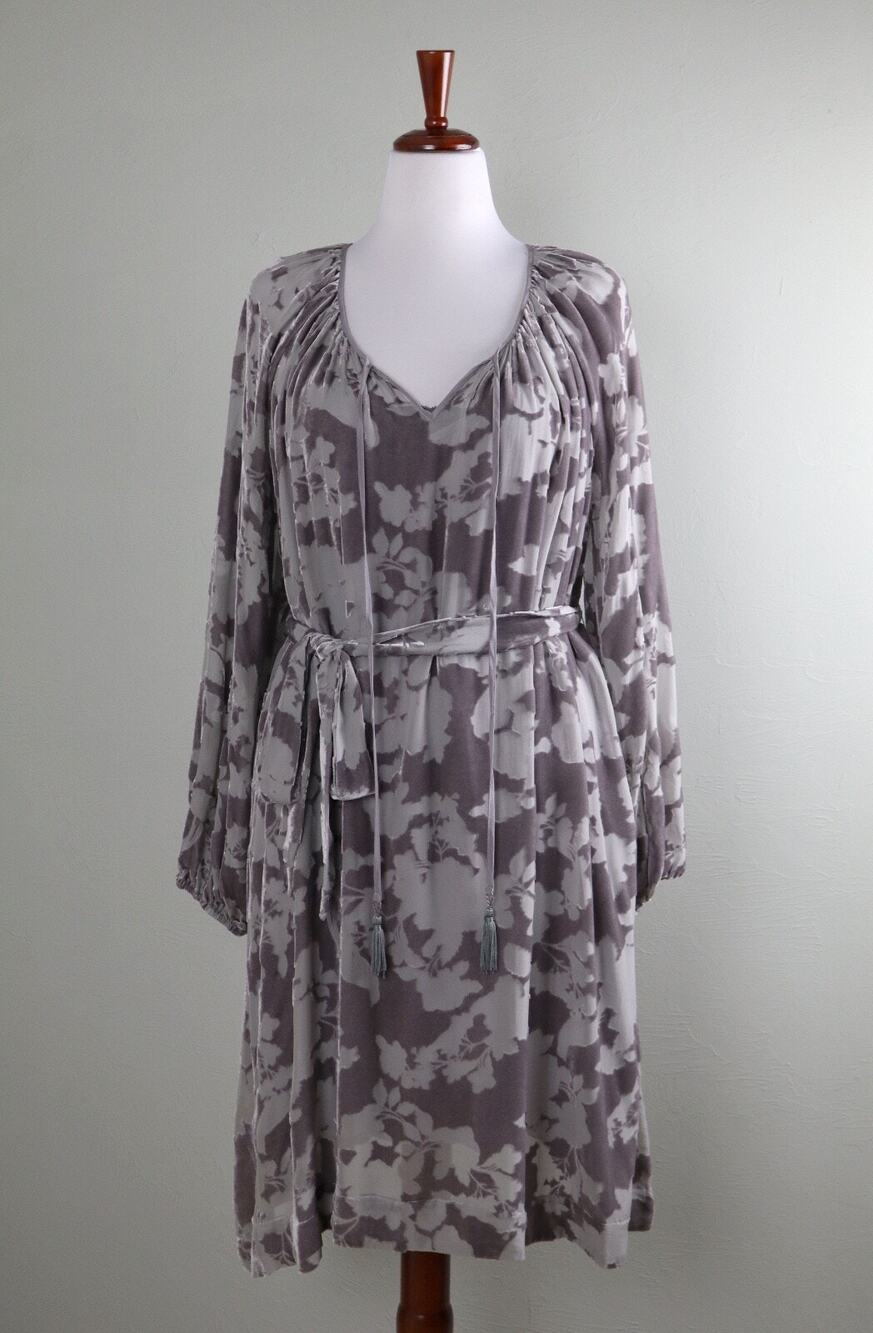 JOHNNY WAS Jade NWT Isla Velvet Belted Lined Peasant Dress Size Large